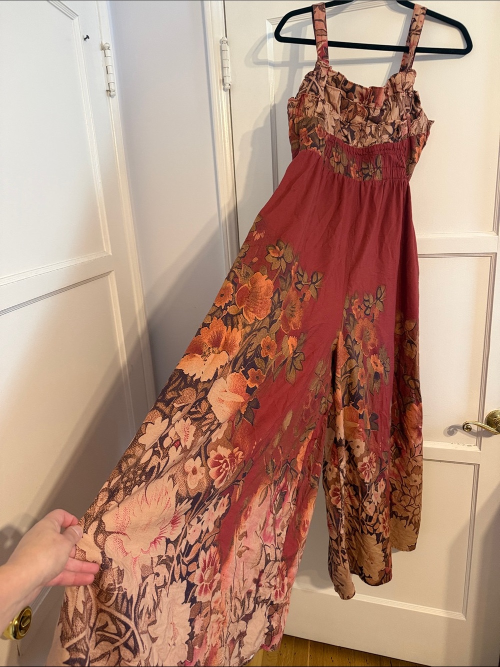 Free people Wide-Leg tank Jumpsuit - Red Floral size M